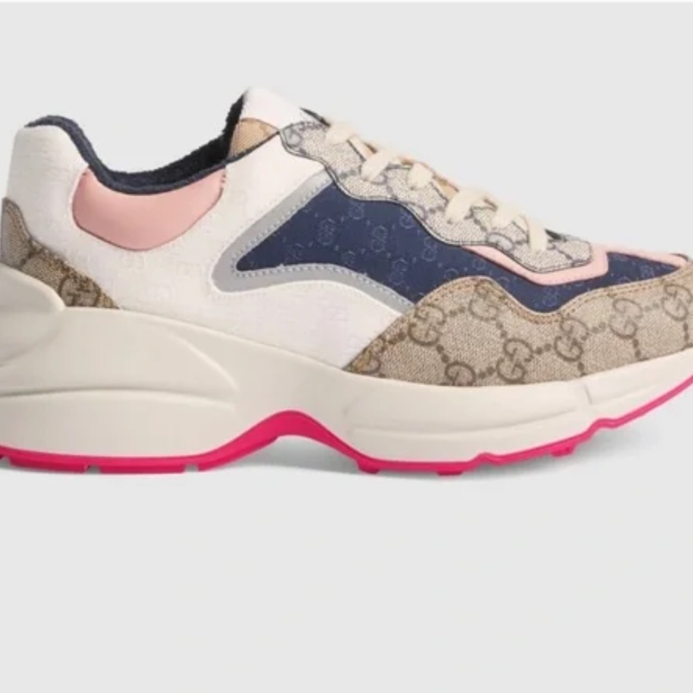 Gucci Pink GG rhyton sneakers.